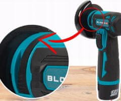 Blow SX01 akumulatorska bežična kutna brusilica, snaga 900 W, motor 19.500 RPM, 2x 18 Wh 12 V 1.5 Ah punjiva baterija, brza zamjena rezne ploče, podesivi štitnik, LED indikator, +dodatna oprema, crno-zelena