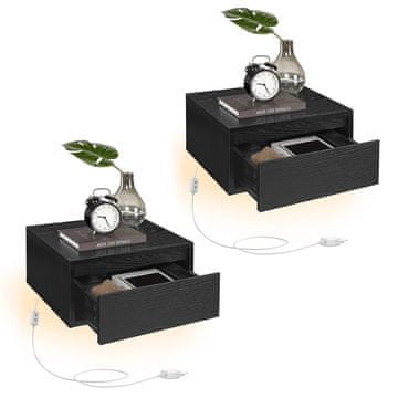 Songmics Set od 2 viseće noćne ormariće 35.1x40.1x18.1 cm crne boje