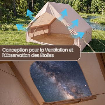 Costway Naduvavajući kamp šator 295x205x200 cm kaki za 4 osobe
