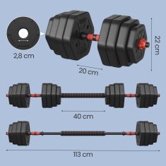 Songmics Set bučica heksagonalni 135x21.8x21.5 cm crni