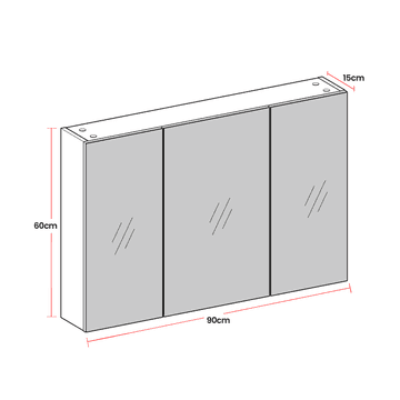 Songmics Ormarić sa ogledalom 3 vrata 15x90x60 cm Bijeli