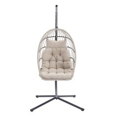 Songmics Viseća stolica s postoljem 98x103x195 cm bijela