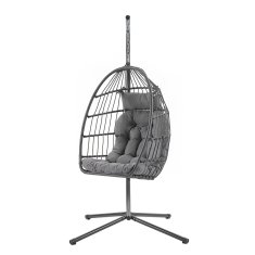 Songmics Viseća stolica s postoljem 98x103x195 cm siva