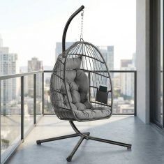 Songmics Viseća stolica s postoljem 98x103x195 cm siva