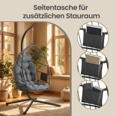 Songmics Viseća stolica s postoljem 98x103x195 cm siva