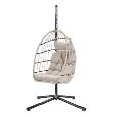 Songmics Viseća stolica s postoljem 98x103x195 cm bijela