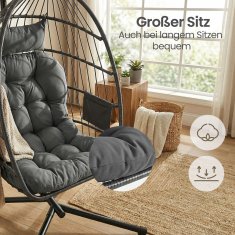 Songmics Viseća stolica s postoljem 98x103x195 cm siva