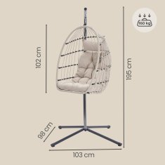 Songmics Viseća stolica s postoljem 98x103x195 cm bijela