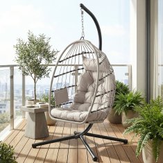 Songmics Viseća stolica s postoljem 98x103x195 cm bijela