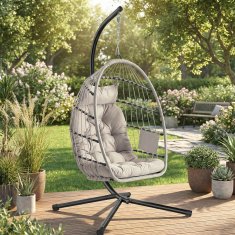 Songmics Viseća stolica s postoljem 98x103x195 cm bijela