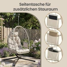 Songmics Viseća stolica s postoljem 98x103x195 cm bijela