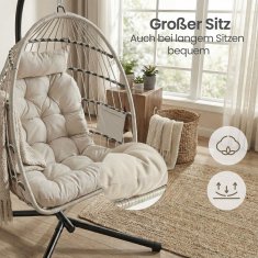 Songmics Viseća stolica s postoljem 98x103x195 cm bijela