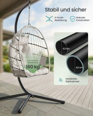 Songmics Viseća stolica s postoljem 98x103x195 cm bijela
