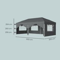 Songmics Sklopivi paviljon Gazebo 600x300x264 cm Sivi