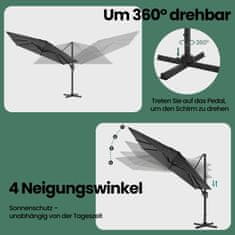 Songmics Vrtni suncobran 290x290 cm Sivi