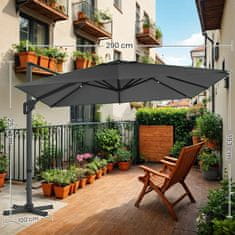 Songmics Vrtni suncobran 290x290 cm Sivi