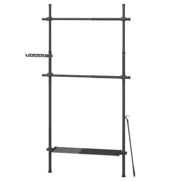 Songmics Stalak za odjeću 3 razine podesivi otvoreni ormar 33.5x84x220 cm crni