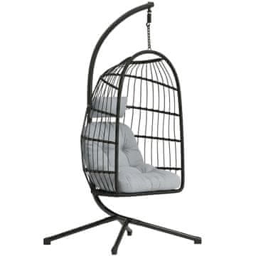 Homestar Viseća stolica sa stalkom, sklopiva, ratan košara, 101x105x196 cm, svijetlo siva