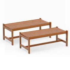 Costway Drvena klupa za terasu 44" Set od 2 s premazom od ulja tikovine