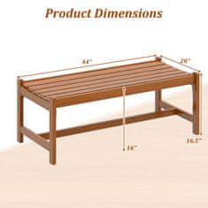 Costway Drvena klupa za terasu 44" Set od 2 s premazom od ulja tikovine