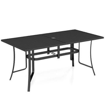 Costway Pravokutni metalni stol za blagovanje na terasi 63x33 in, crni