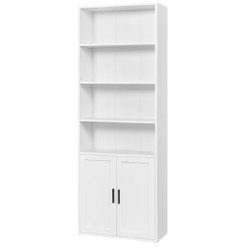 Songmics Knjigovnica 6-polica visoka stojeća polica s vratima 24x31.8x175 cm Bijela