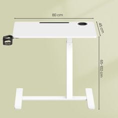 Songmics Stolić za kavu podesive visine 80x45x65-102 cm bijeli