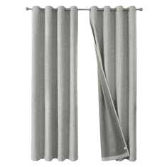 Nikcorp Joydeco Zavjese za zamračivanje s toplinskom izolacijom, 2 komada, 117 x 137 cm, efekt lana, 100% blokada svjetlosti, ušteda energije, metalne ušice, sive