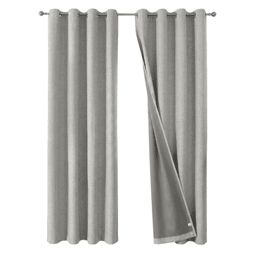 Nikcorp Joydeco Zavjese za zamračivanje s toplinskom izolacijom, 2 komada, 117 x 137 cm, efekt lana, 100% blokada svjetlosti, ušteda energije, metalne ušice, sive