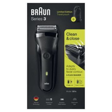 Braun Brijač Series 3 301s s folijom, crni, 2 SensoFoil, LED