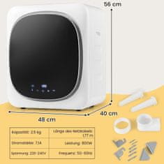 Northix Mini sušilica rublja 5 kg s LED zaslonom osjetljivim na dodir i sušilicom s dezinfekcijom i dezodoracijom