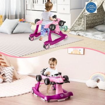 Northix 4 u 1 hodalica za bebe, sklopiva hodalica s podesivom visinom, nosivost 15 kg, ljubičasta