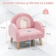 Northix Dječja fotelja za malu djecu Dječja sofa tapecirana s naslonom roze boje