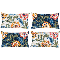Boho Ukrasne Navlake za Jastuke 4 kom 30x50 cm, Set 4 komada, Cvjetni Uzorak, Etno Stil, Moderna Dnevna Soba, Spavaća Soba, Visokokvalitetna Tkanina, Skriveni Patentni Zatvarač, Ugodne na Dodir