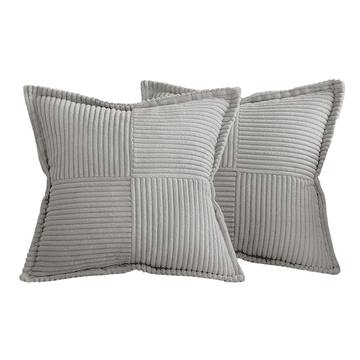 Nikcorp EMEMA Corduroy Premium ukrasne jastučnice 2 kom, 45x45 cm, svijetlosive, rebrasta tkanina, skriveni patentni zatvarač, za kauč, sofu, dnevni boravak, ured