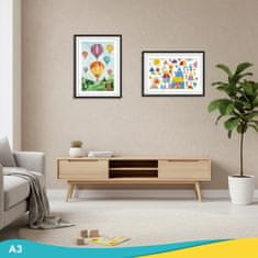 Nikcorp Okvir za dječje crteže A3, otvarajući, crni, 34x46 cm, MDF, akrilna ploča, magnetski zatvarač, kapacitet 50-200 listova, za zid ili radnu ploču, brza izmjena, siguran