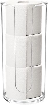 Nikcorp Stalak za toaletni papir, prozirni organizator za kupaonicu, 3 role, izdržljiva plastika bez BPA, otporan na lomljenje, 18x36 cm, ušteda prostora, jednostavan za čišćenje, moderan dizajn