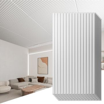 Nikcorp 3D PVC Zidni Paneli Set 12 kom, Bijeli Dekorativni Paneli 50x50 cm, Vodootporni PVC Paneli za Zidove, 3 m² Pokrivna Površina, Jednostavna Montaža Lijepljenjem, Idealan za Dnevni Boravak i Ured