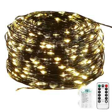 Nikcorp LED Svjetlosna Vijenac 10m 100 LED Baterija IP65 Bakrena Žica Daljinski Upravljač 8 Načina Rada Timer Prilagodljiva Svjetlina Vodootporna Dekoracija za Vrt i Dom