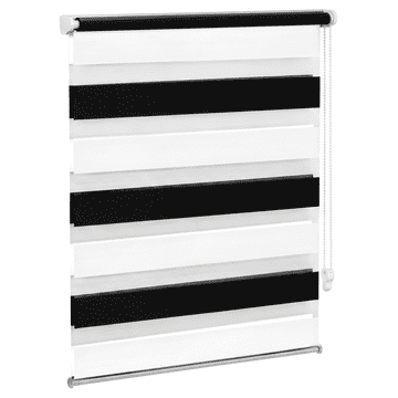 Nikcorp Eurohome Dvostruka Zatamnjujuća Prozorska Rolete Bez Bušenja Bijela Crna 90x130 cm, Rolete Dan i Noć, Poliester, Montaža Klemmfix ili Vijci, Upravljanje Lančano, 90 cm Širina x 130 cm Visina