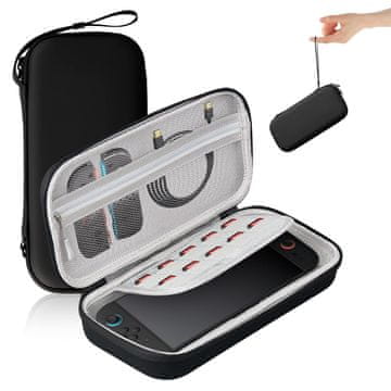 Nikcorp Futrola za Nintendo Switch 2, zaštitna torbica s 10 utora za igre, tvrdi EVA materijal, vodootporna, organizator pribora, meka podstava od mikrovlakana, dvostruki patentni zatvarač, 5.4 cm debljine