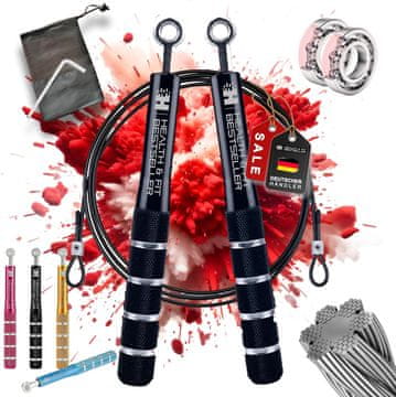 Nikcorp Profesionalni konopac za preskakanje podesive duljine 2,5-3m, plavi, čelično uže 0.5mm u PVC oblozi, 2 ležaja, ergonomske ručke, za fitness, kardio, HIIT, CrossFit, set s torbicom i imbus ključem