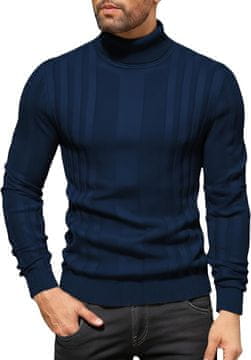 Nikcorp Muški džemper s visokim ovratnikom golf Slim Fit pleteni topli dugi rukav tamnoplava XXL mekan i blago elastičan prozračan za jesen i zimu, ugodan za kožu, pranje na niskoj temperaturi