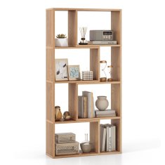 Northix Polica za knjige s 8 kocki, 4-slojna, 60x20x120 cm, prirodno drvo