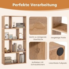 Northix Polica za knjige s 8 kocki, 4-slojna, 60x20x120 cm, prirodno drvo
