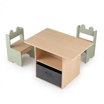 Costway Set dječjeg stola i stolica s 2 otvorena pretinca, zelena