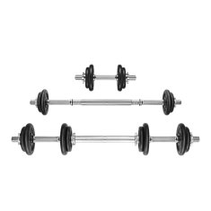 Songmics Set bučica 2 u 1 s povezivom šipkom 2x10 kg crni