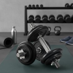 Songmics Set bučica 2 u 1 s povezivom šipkom 2x10 kg crni