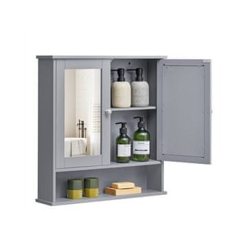Songmics Ormarić sa ogledalom 56.5x58.5x13 cm Sivi