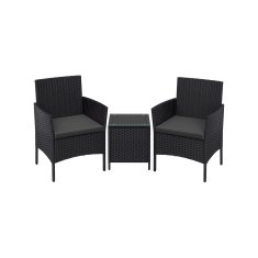 Songmics Vrtni namještaj Set za lounge s stolom i 2 stolice Crna